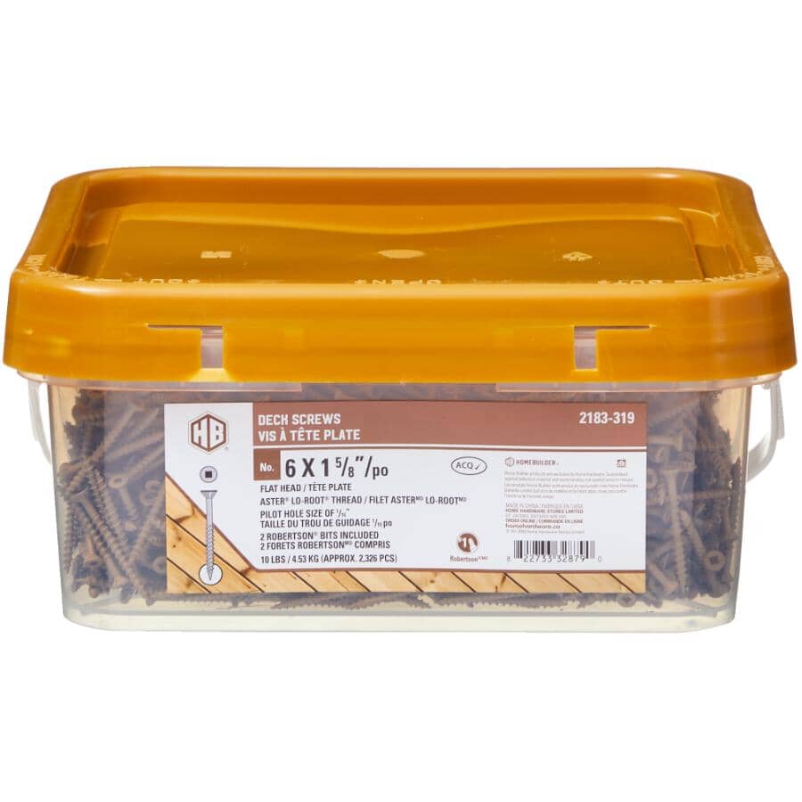 #6 x 1-5/8" Brown Square Drive Deck Screws - 10 lb Pail