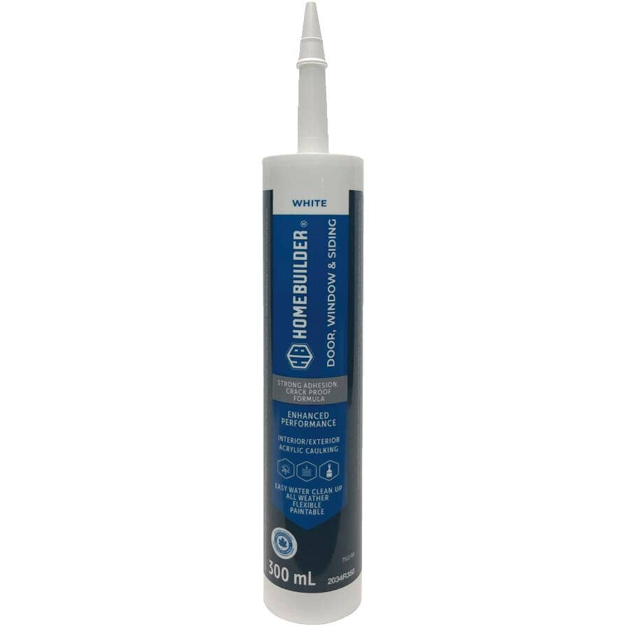 Door, Window & Siding Acrylic Caulking - White, 300 ml