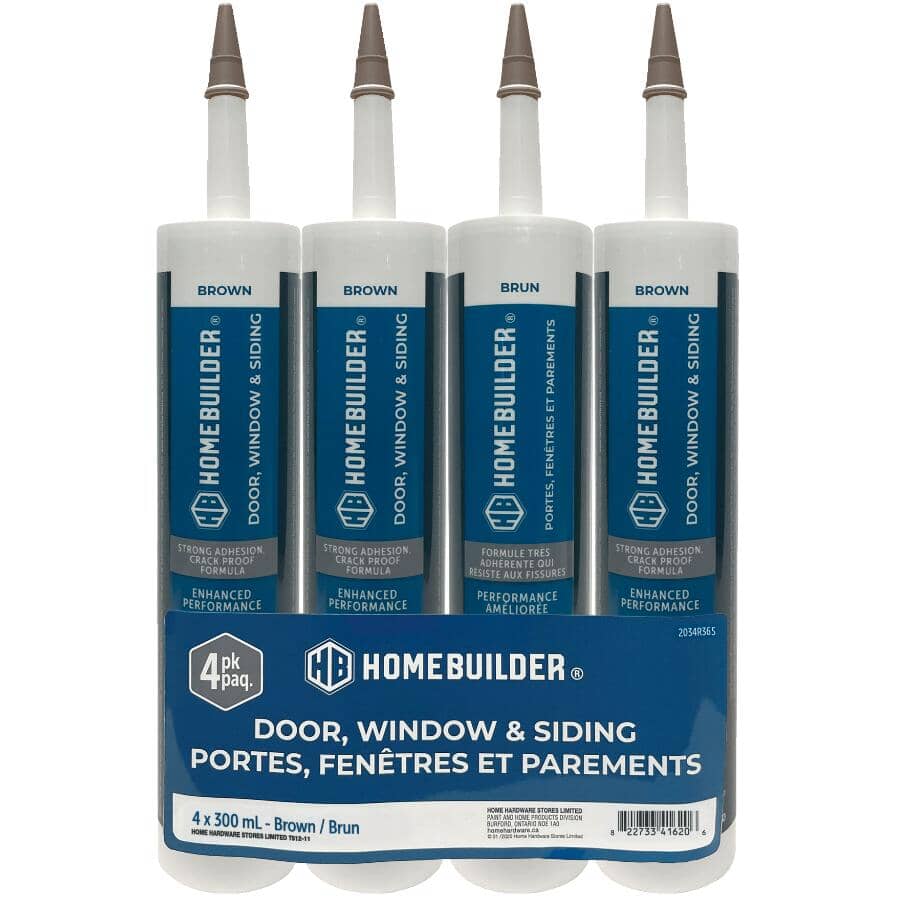 Door, Window & Siding Acrylic Caulking - Brown, 300 ml, 4 Pack