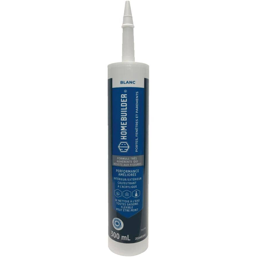 Door, Window & Siding Acrylic Caulking - White, 300 ml