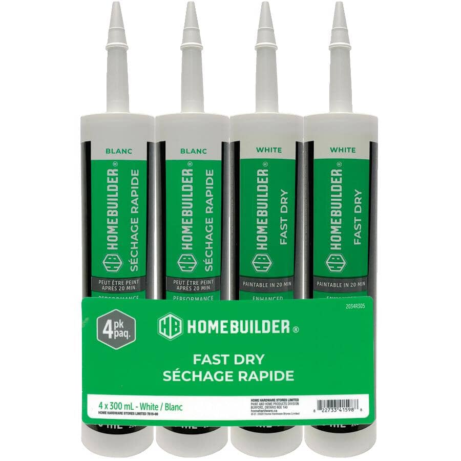 Interior Fast Dry Caulking - White, 300 ml, 4 Pack