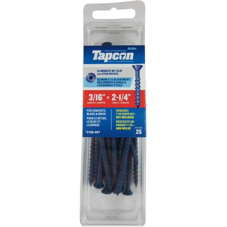3/16" x 2-1/4" Star Concrete Screws - 25 Pack