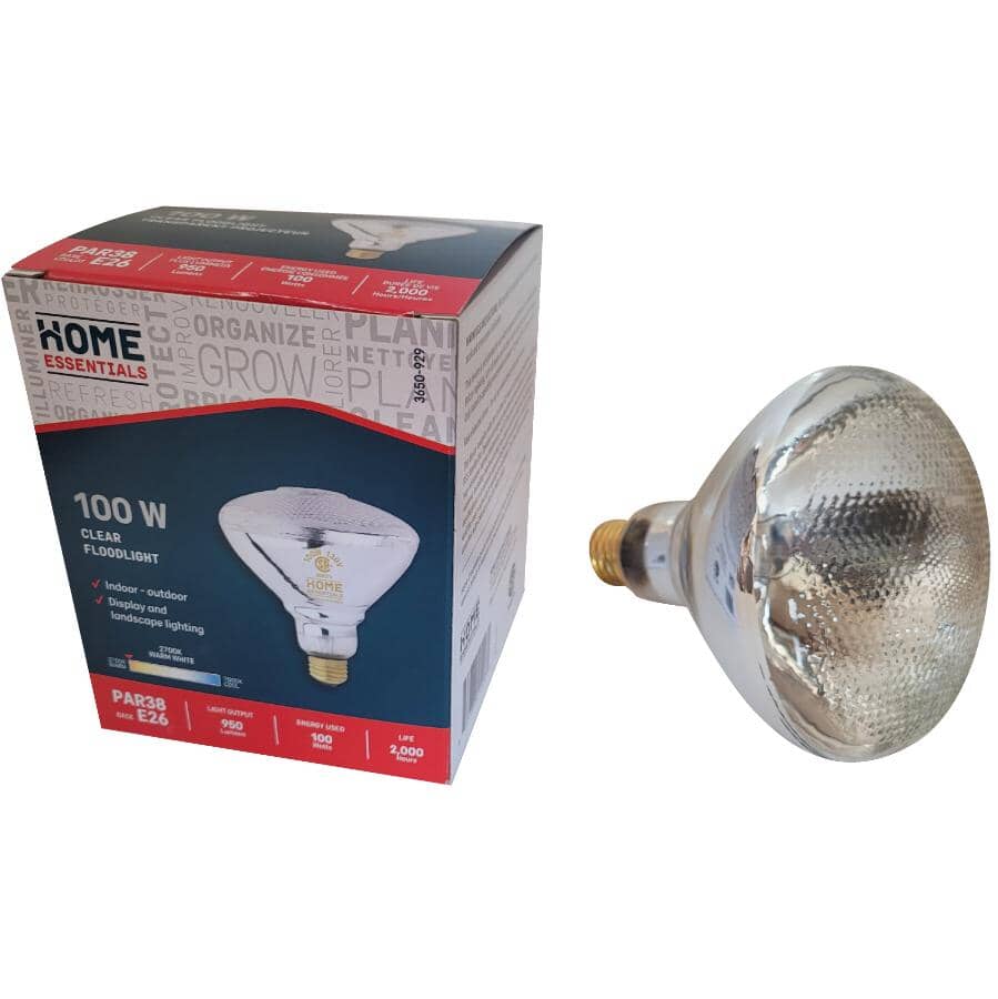 100W PAR38 Medium Base Clear Indoor & Outdoor Flood Light Bulb
