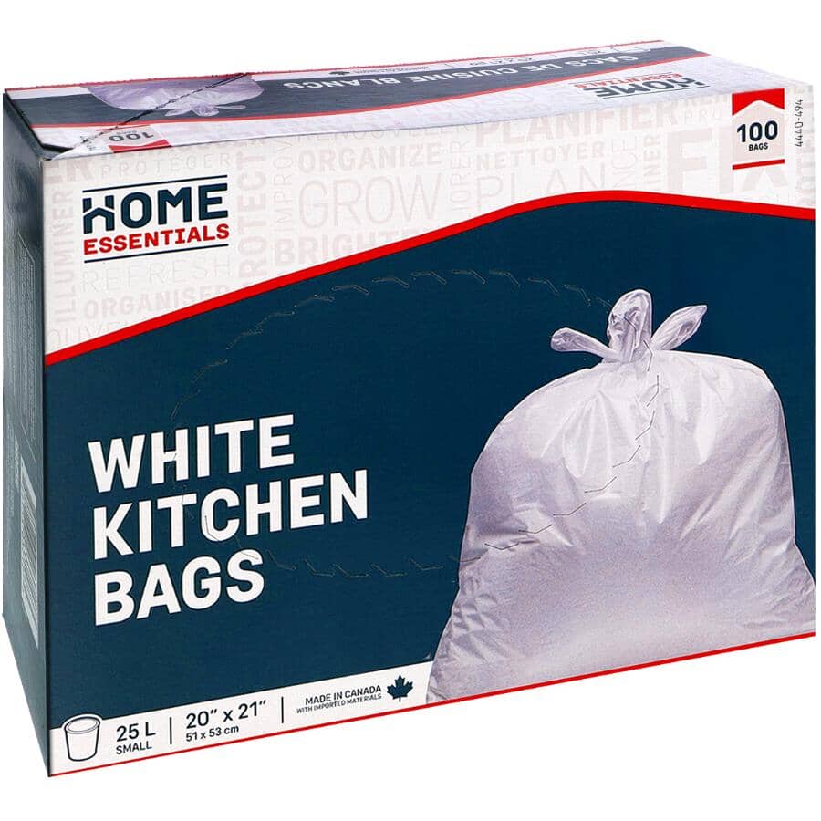 20" x 21" White Garbage Bags -100 Pack
