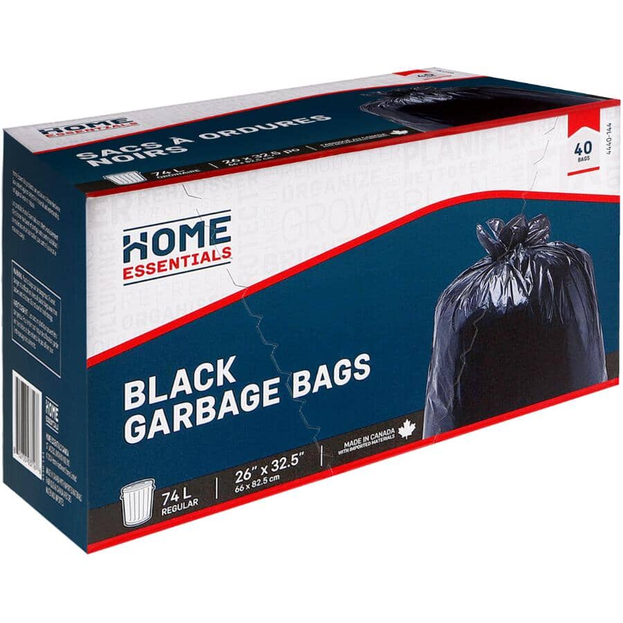 26" x 32.5" Black Garbage Bags - 40 Pack