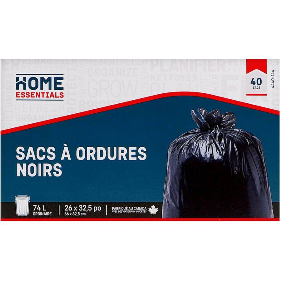 26" x 32.5" Black Garbage Bags - 40 Pack