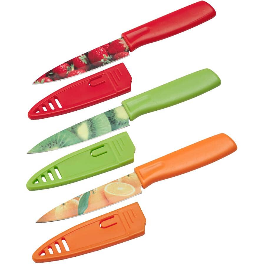 4" Paring Knife with Sheath - Assorted Fruit Patterns