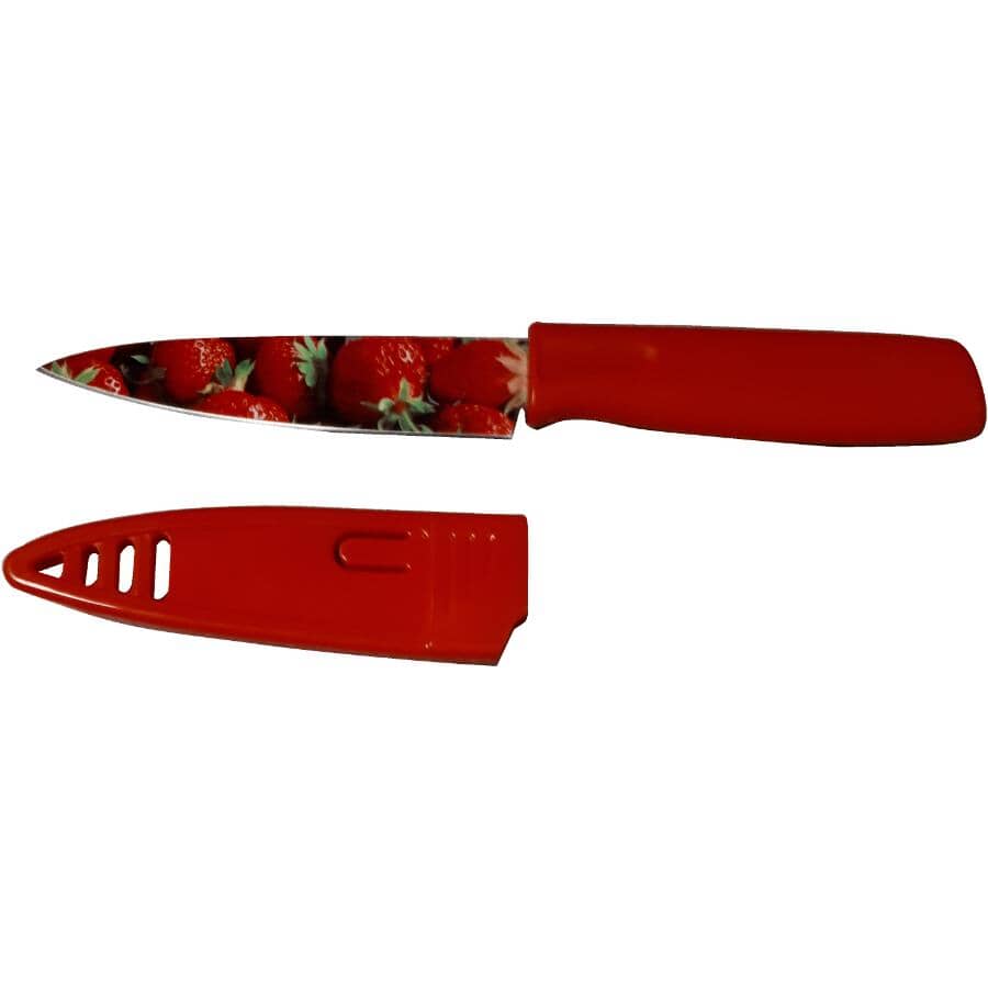 4" Paring Knife with Sheath - Assorted Fruit Patterns
