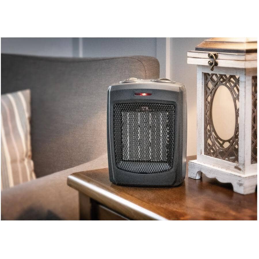 750W - 1500W Ceramic Heater - with Adjustable Thermostat, Black
