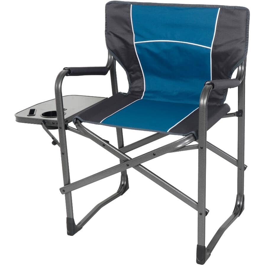 Blue Directors Camping Chair, with Side Table
