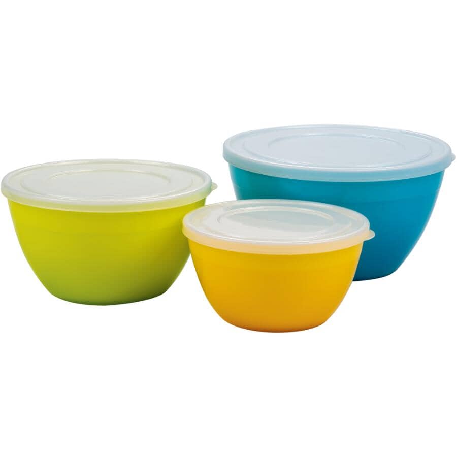 Plastic Mixing Bowl Set with Lids - 6 Piece