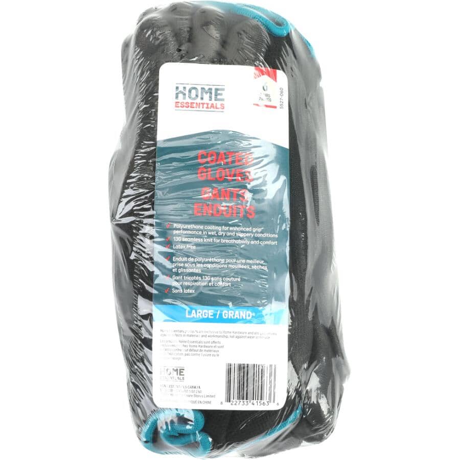 Polyurethane Coated Work Gloves - Large, 6 Pairs