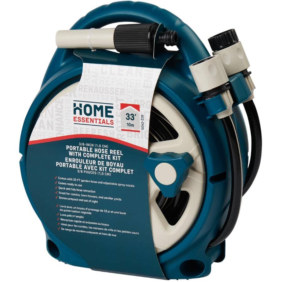 Portable Garden Hose Reel with Complete Kit - 10m 3/8"