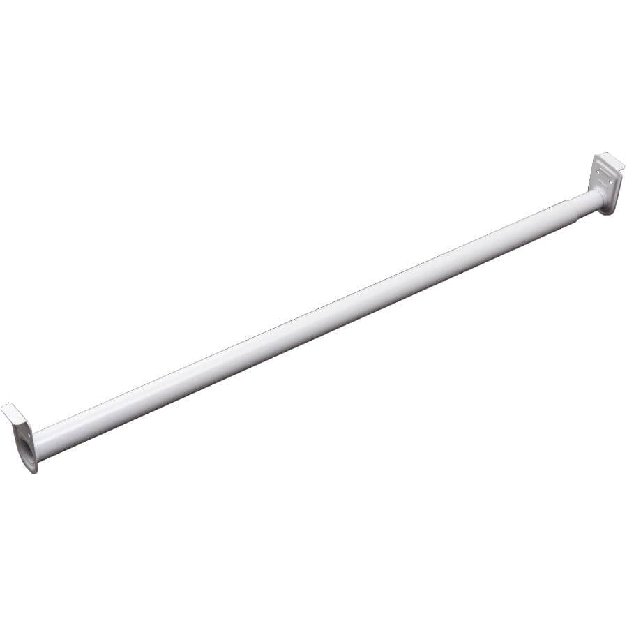 30" - 48" White Adjustable Closet Rod, with Fixed Ends