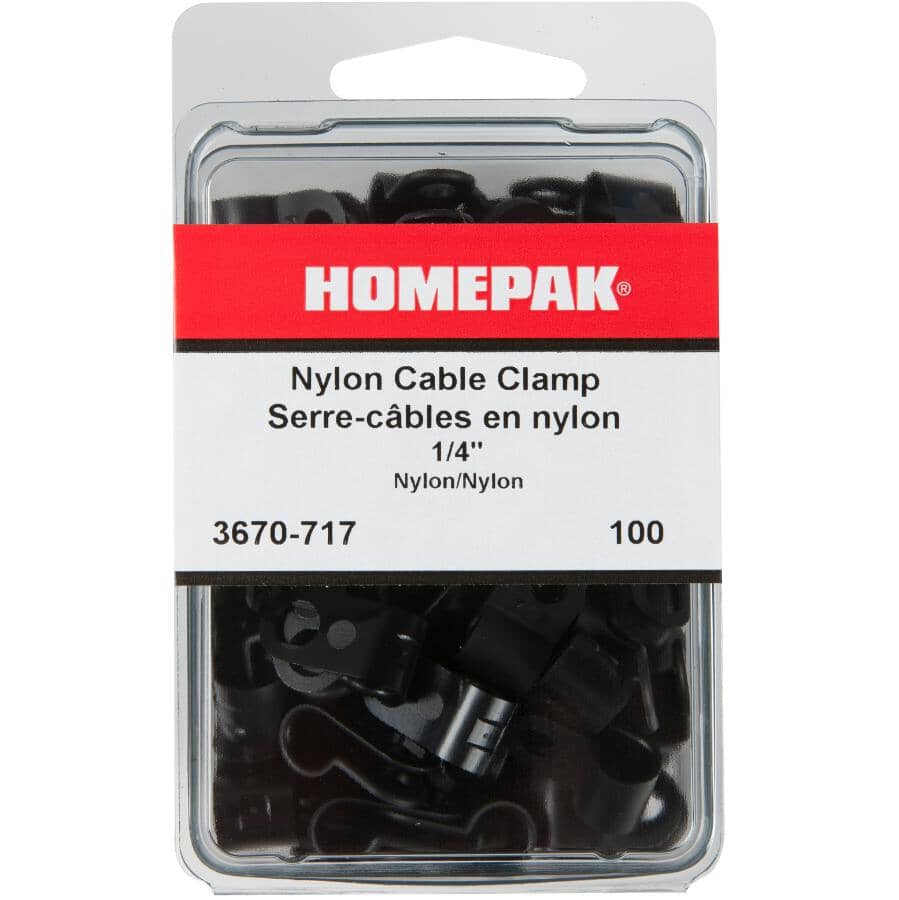 100 Pack 1/4" Black Nylon Cable Clamps