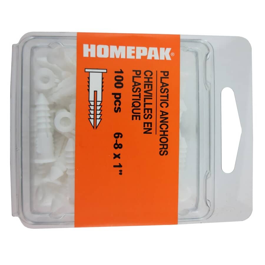 100 Pack #6-8 Plastic Anchors