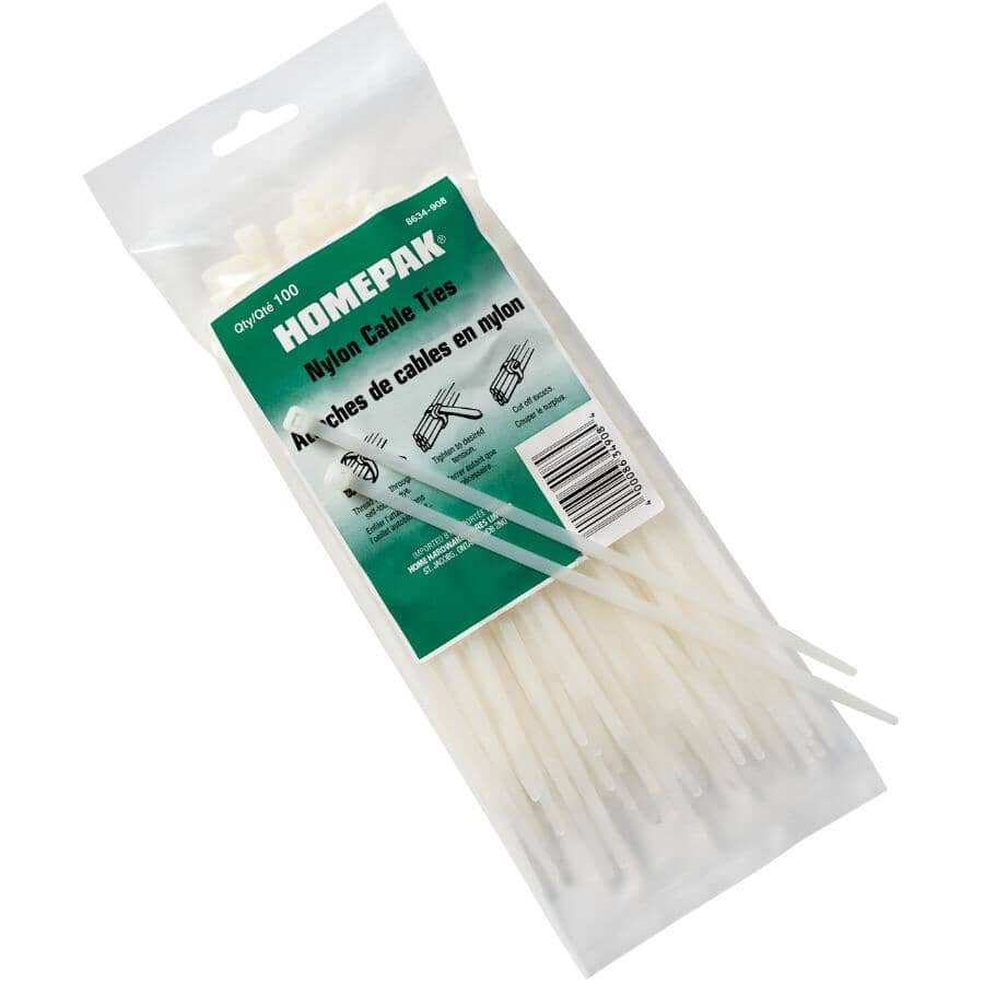 Natural Cable Ties - 7-7/8", 100 Pack