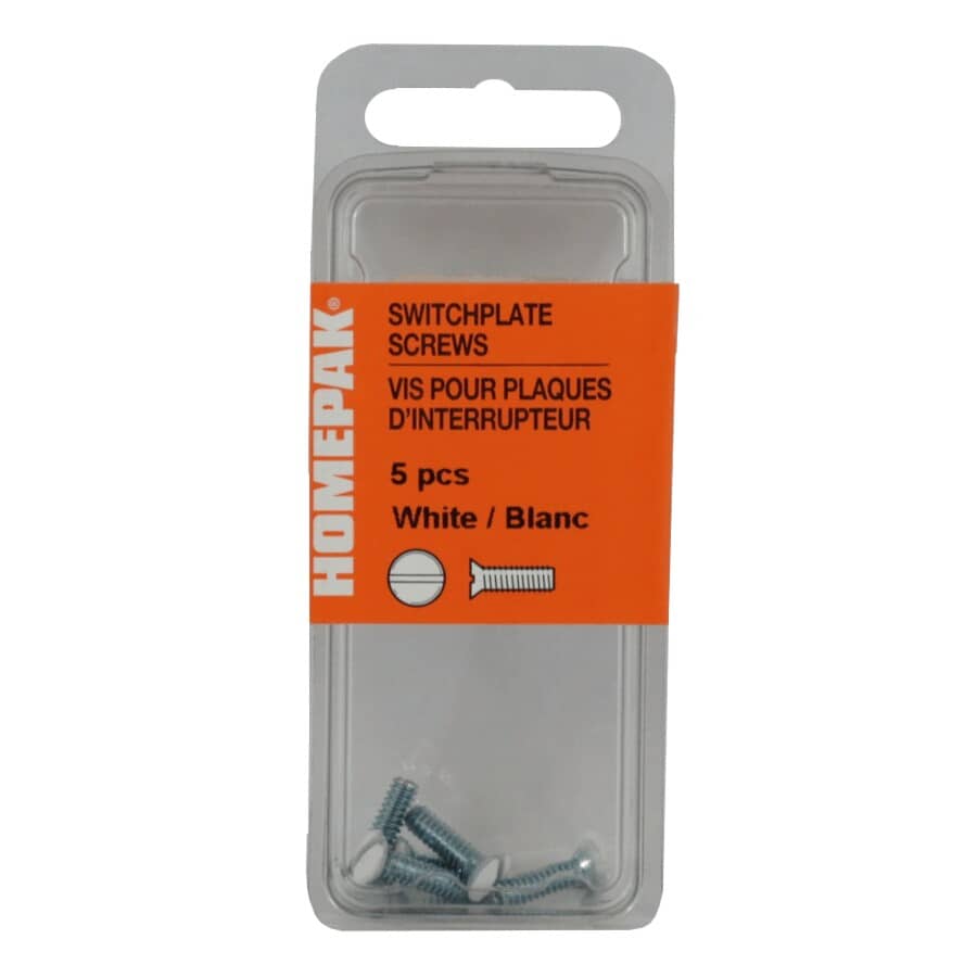 5 Pack White Oval Electrical Plate Screws