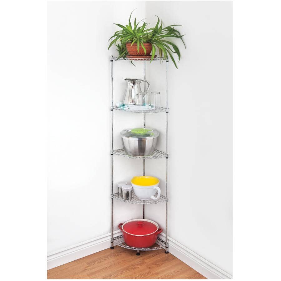 12" x 12" x 59" 5 Shelf Corner Wire Shelf