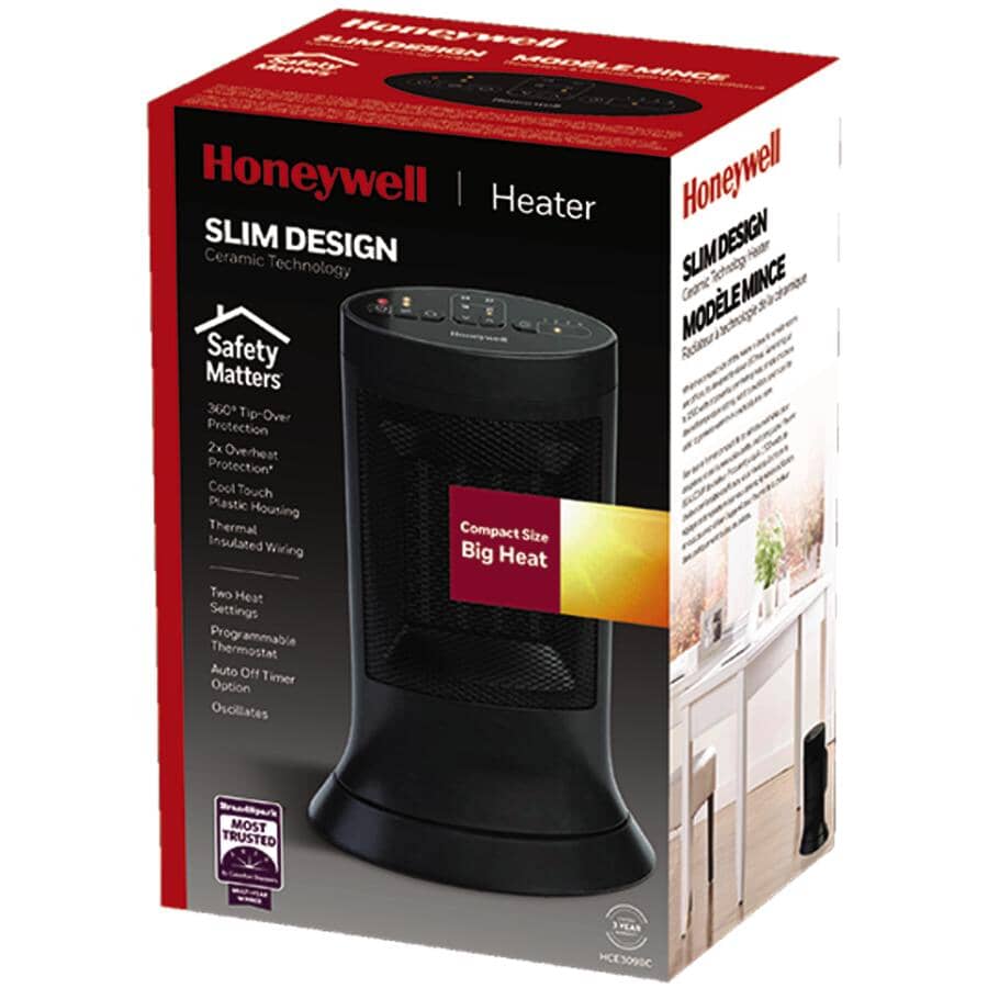 1500W Digital Ceramic Compact Tower Heater - Black