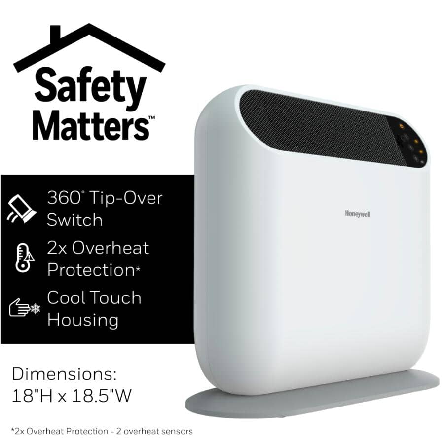 750W / 1500W ThermaWave Ceramic Tower Heater - White