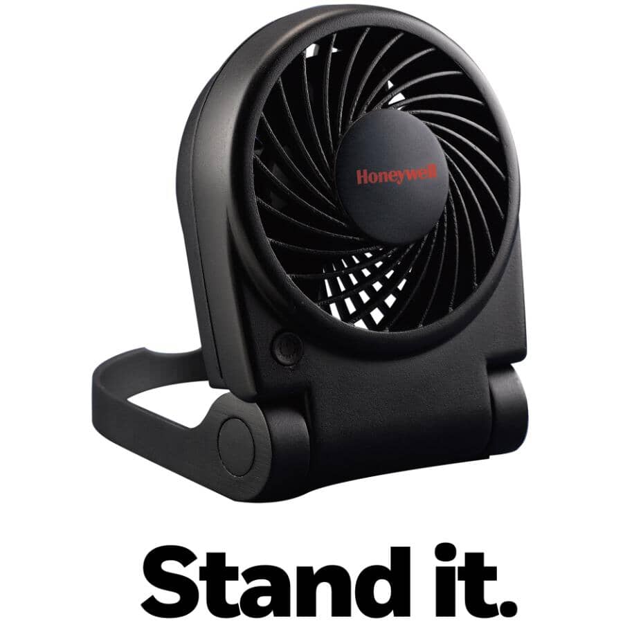 Turbo On The Go Personal Fan - with Portable Folding + USB Cable, Black