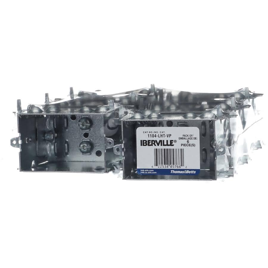 2-1/2" Nm90 Standard Interior Gangable Device Boxes - with Extended Sides, 6 Pack