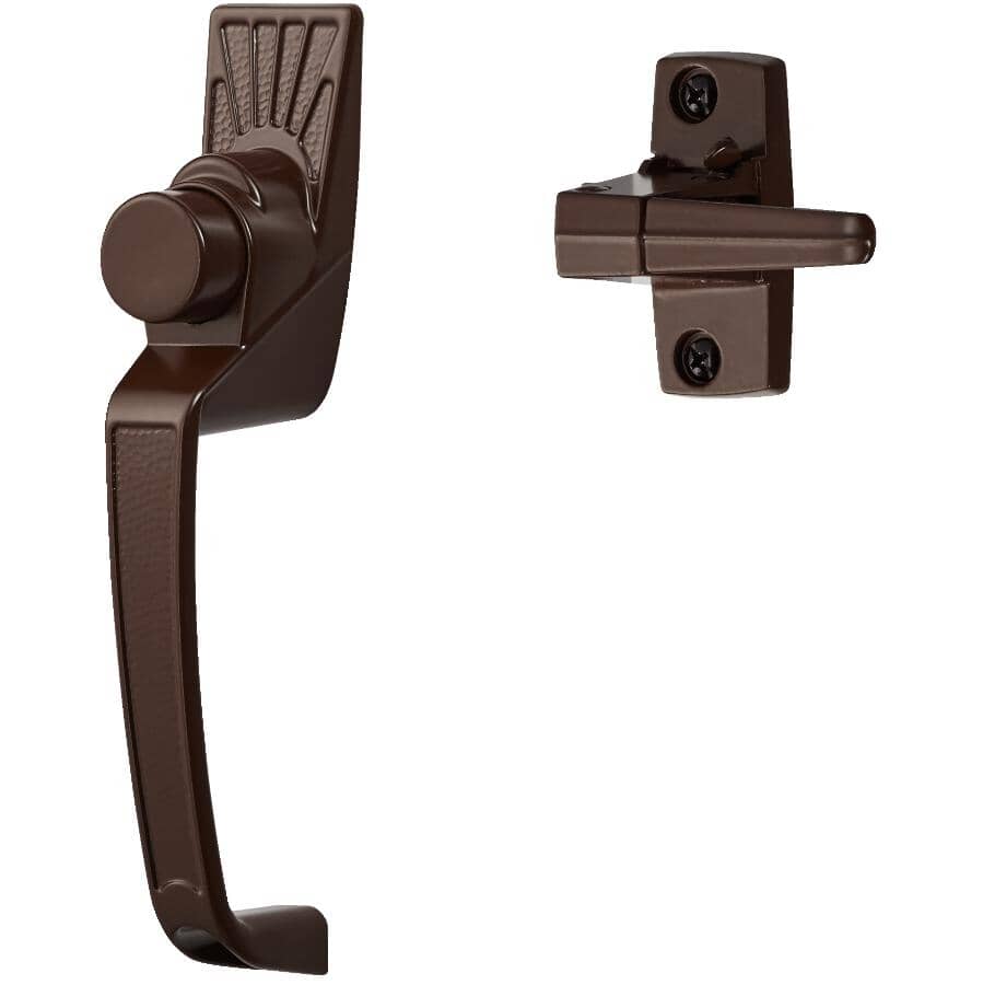 Brown Push Button Screen Door Handle Set
