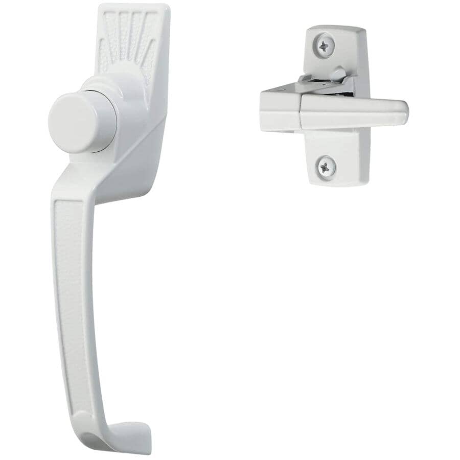 White Push Button Screen Door Handle Set
