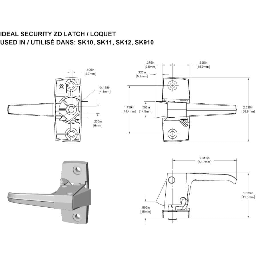 White Push Button Screen Door Handle Set