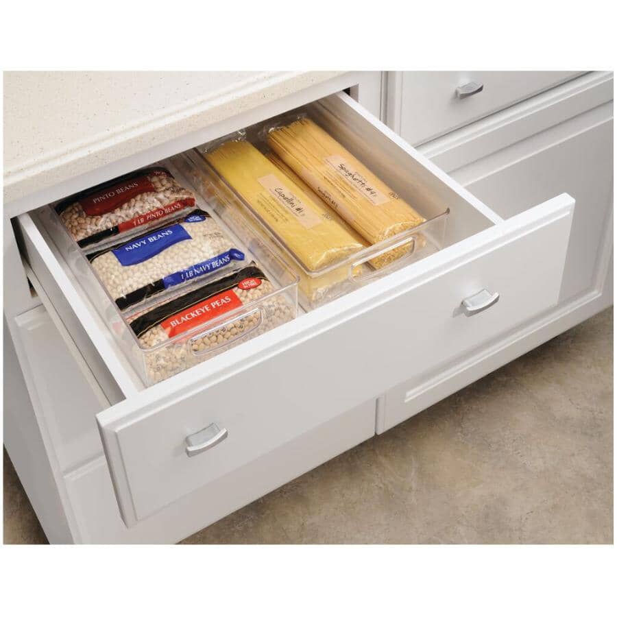 BINZ 16" x 8" x 3" Clear Plastic Bin Organizer - with Handles