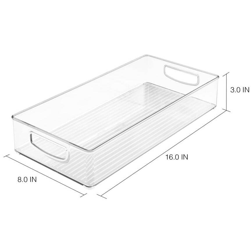 BINZ 16" x 8" x 3" Clear Plastic Bin Organizer - with Handles
