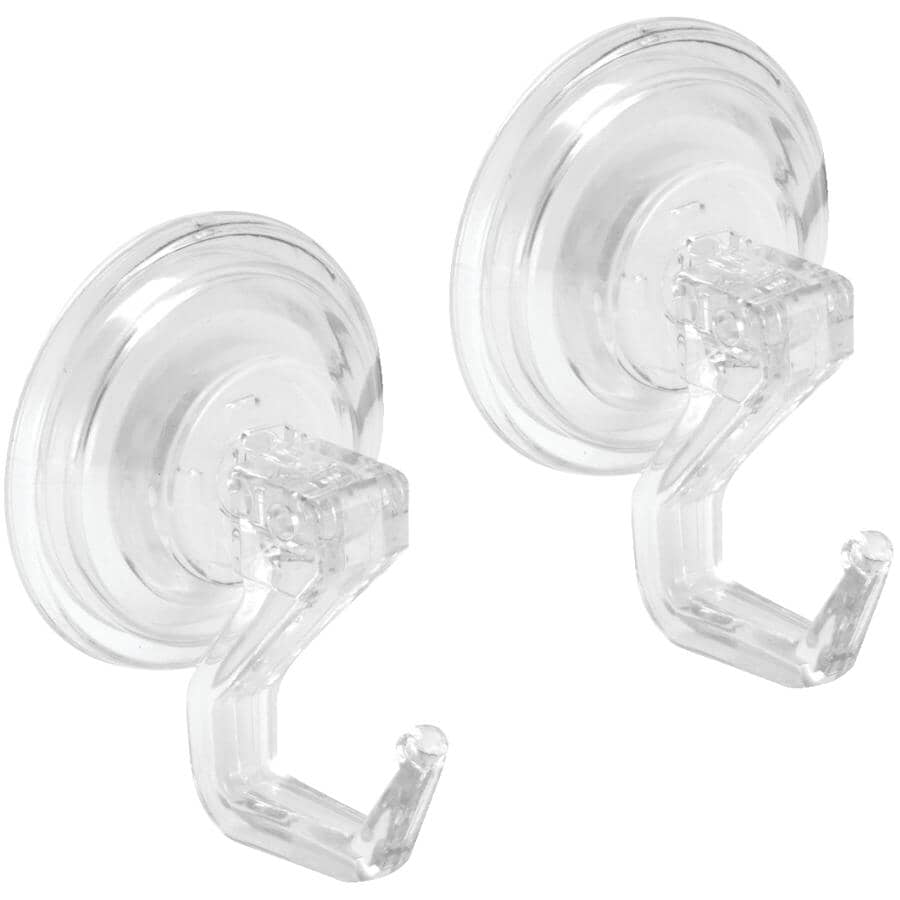 PowerLock Suction Cup Robe Hooks - Clear, 2 Pack