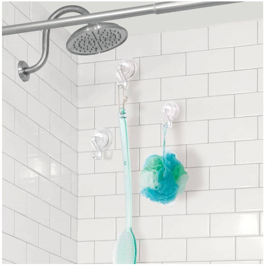 PowerLock Suction Cup Robe Hooks - Clear, 2 Pack