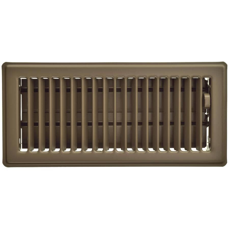 4" x 10" Louvered Floor Register - Chocolate Brown