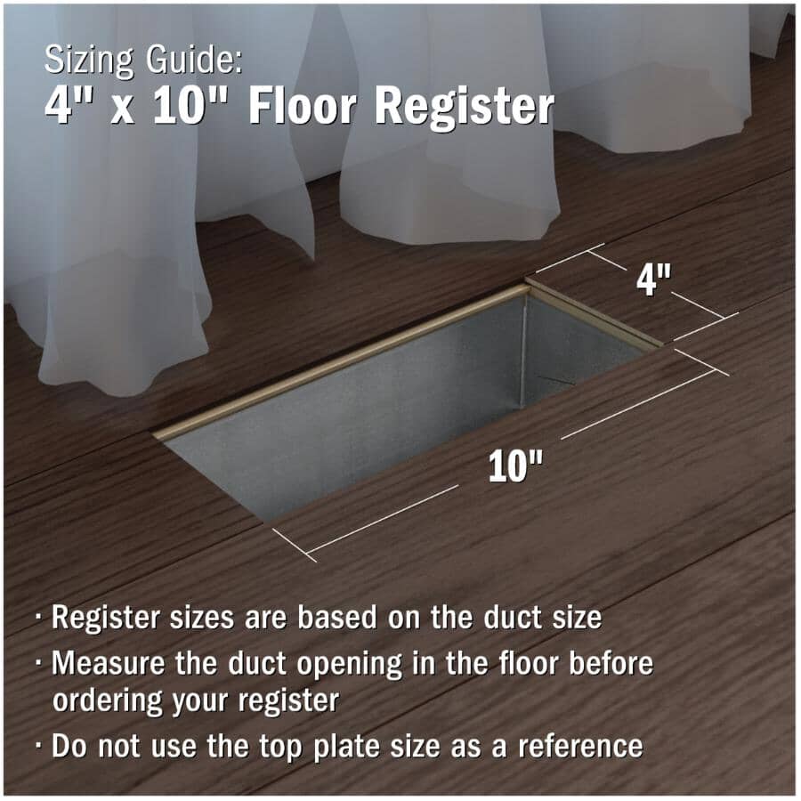 4" x 10" Louvered Floor Register - Chocolate Brown