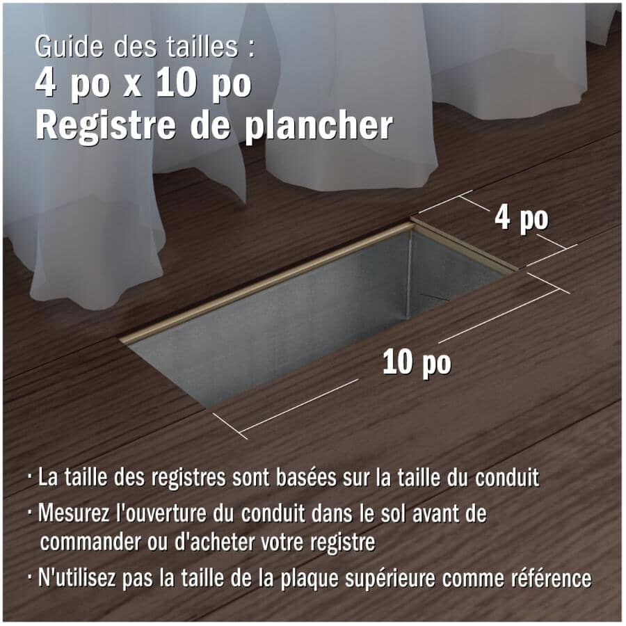 4" x 10" Louvered Floor Register - Chocolate Brown