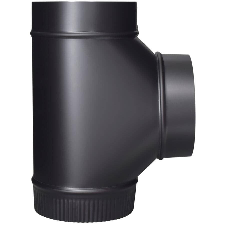 6" Diameter 24 Gauge Black Stove Pipe Tee