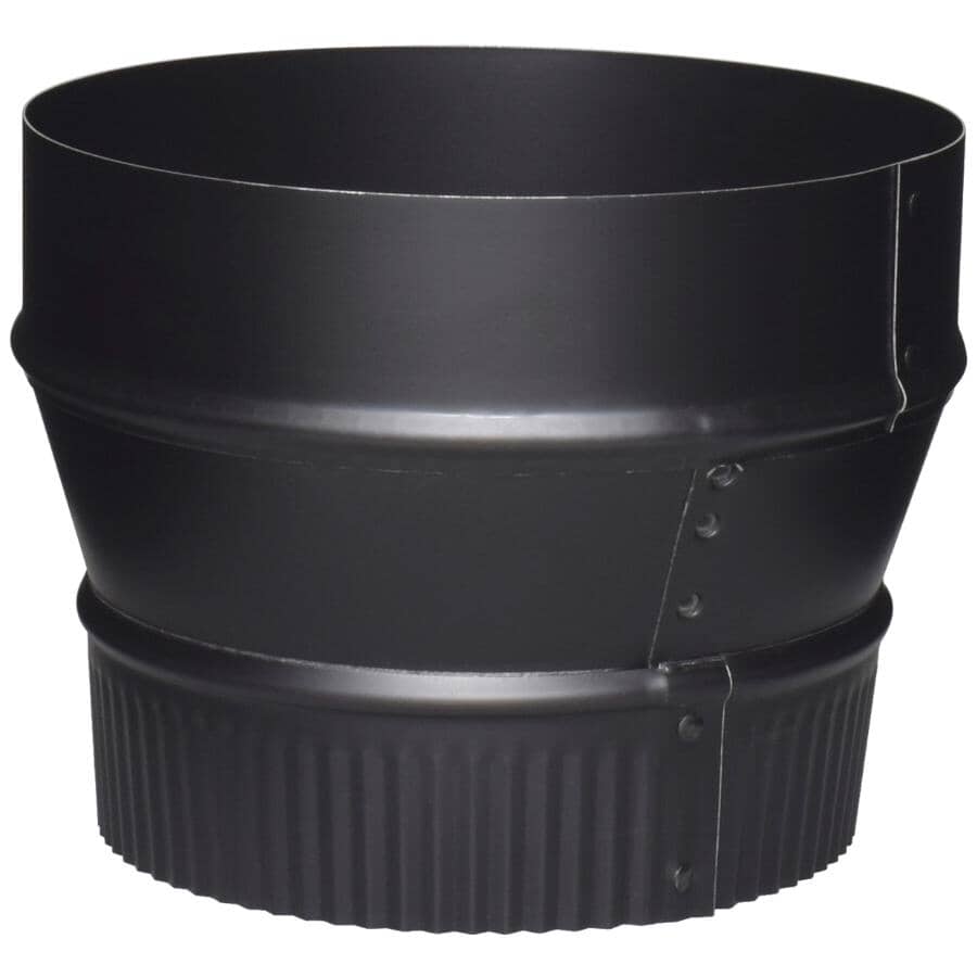 7" Plain x 6" Crimp 24 Gauge Black Stove Pipe Reducer