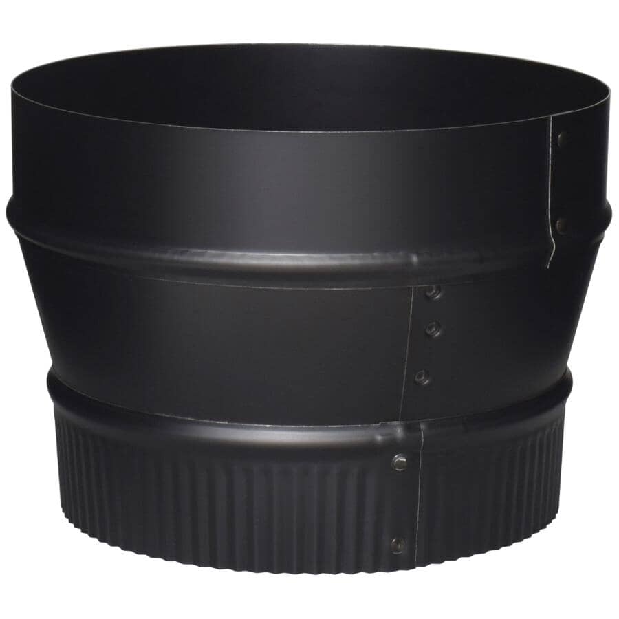 8" Plain x 7" Crimp 24 Gauge Black Stove Pipe Reducer