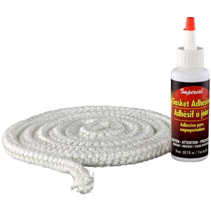 Fiberglass Gasket Rope Kit - 1/2" x 6.25', Round, White