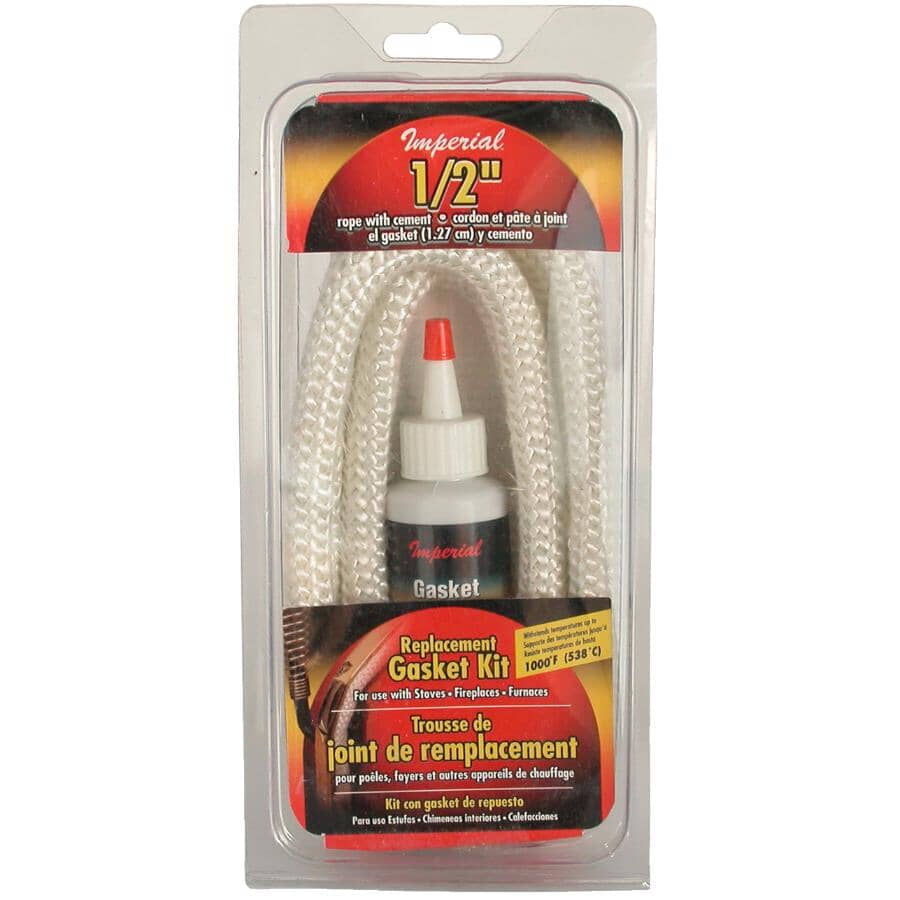 Fiberglass Gasket Rope Kit - 1/2" x 6.25', Round, White