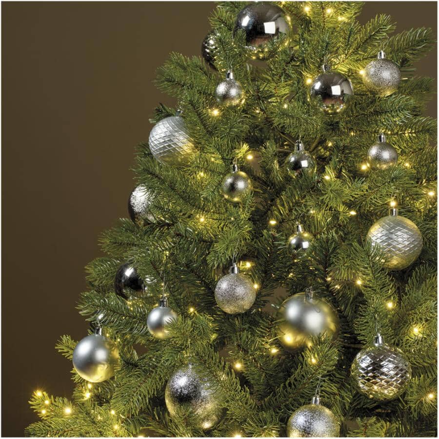 100 Pack Shatterproof Silver Ornaments Tube
