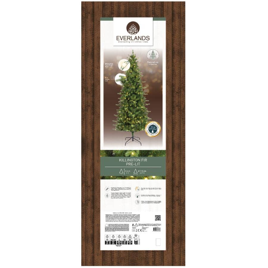 9' Killington Fir Christmas Tree - with 540 Warm White/Multi-Colour LEDs