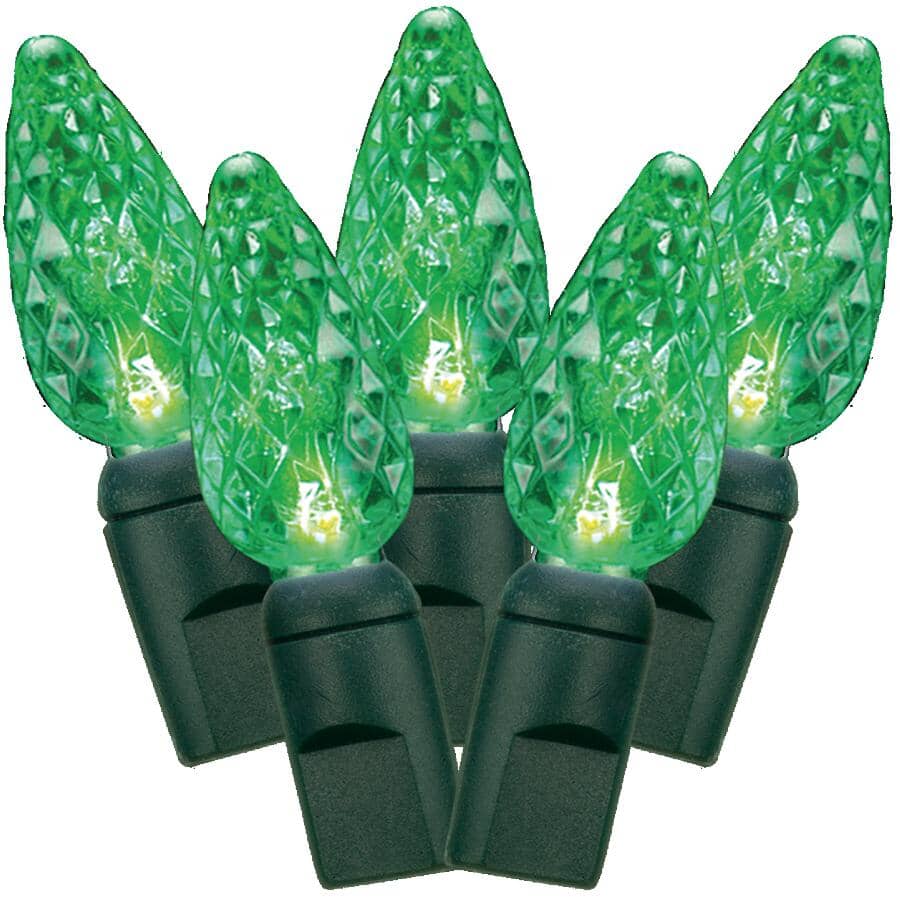 C6 Light Set with Green Wire - Green, 50 LEDs