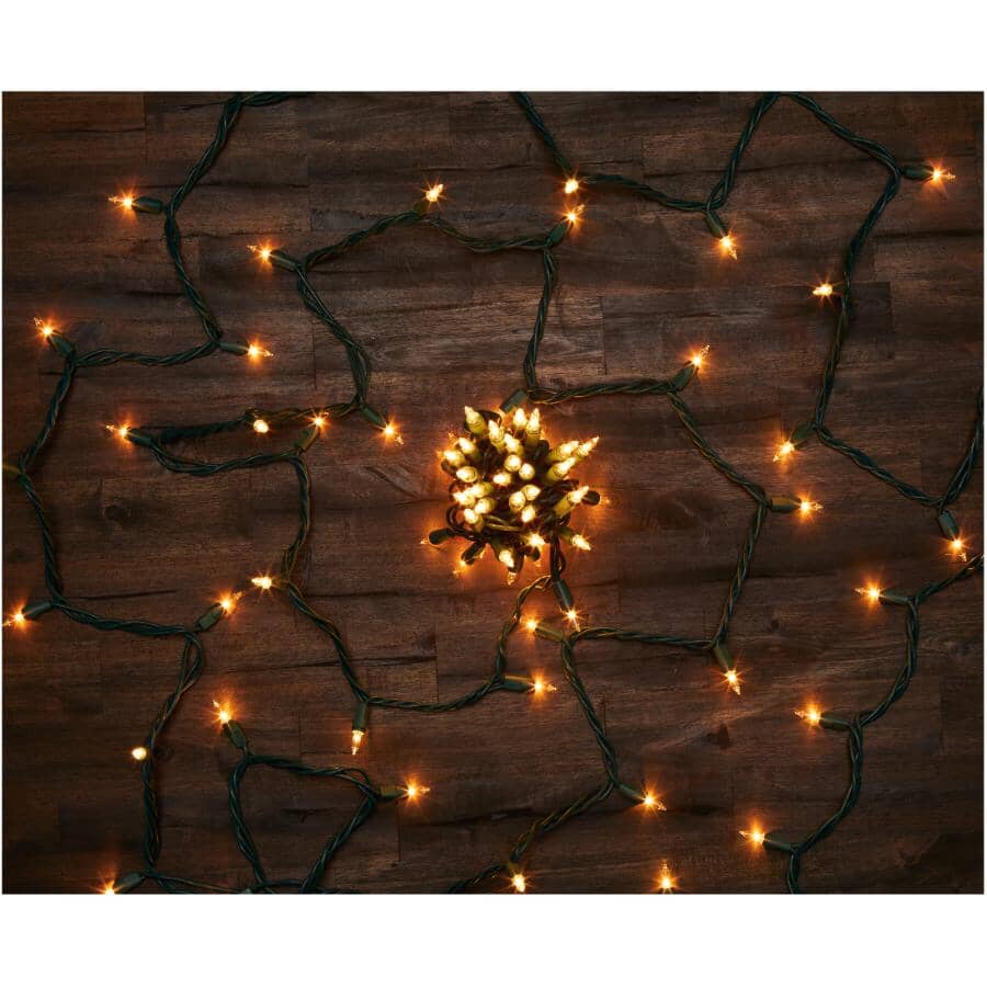 Incandescent Mini Light Set with Green Wire - Clear, 100 Lights