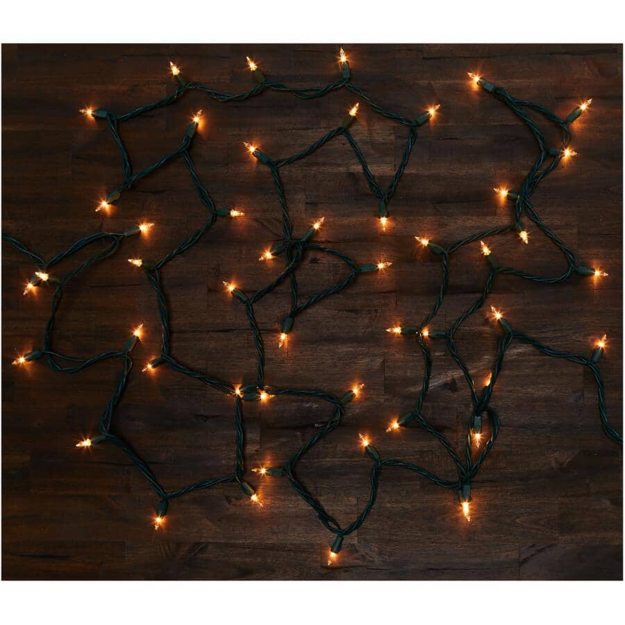 Incandescent Mini Light Set with Green Wire - Clear, 50 Lights