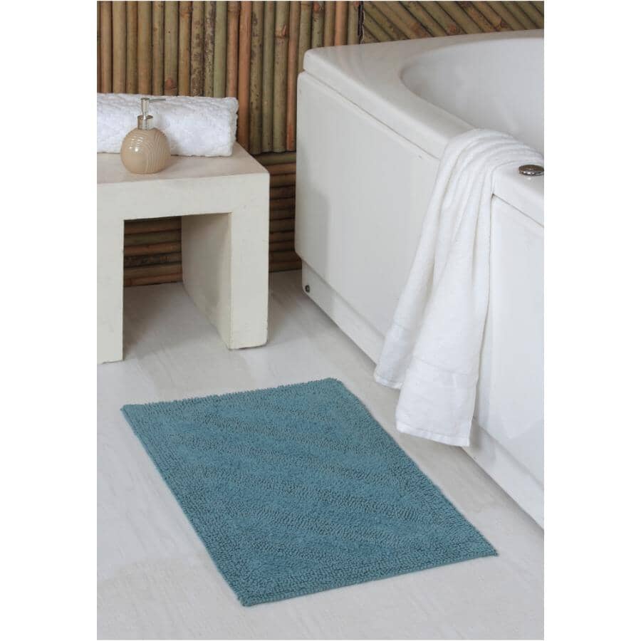 Kensley Cotton Bath Mat - Teal, 18" x 28"