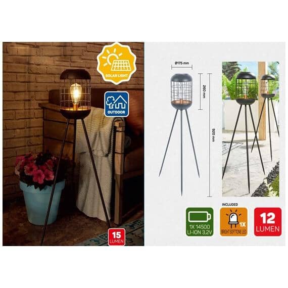 36" Solar Patio Floor Lamp - Warm White LED