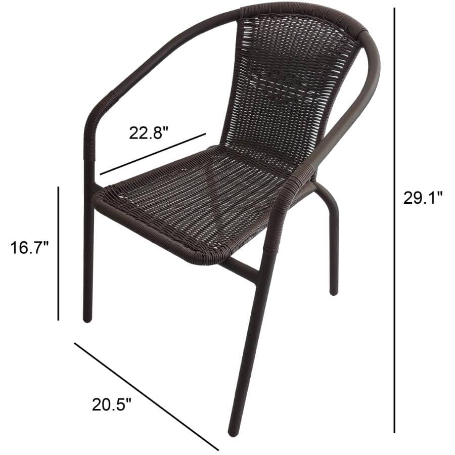 Brown Wicker Steel Frame Bistro Set - 3 Piece
